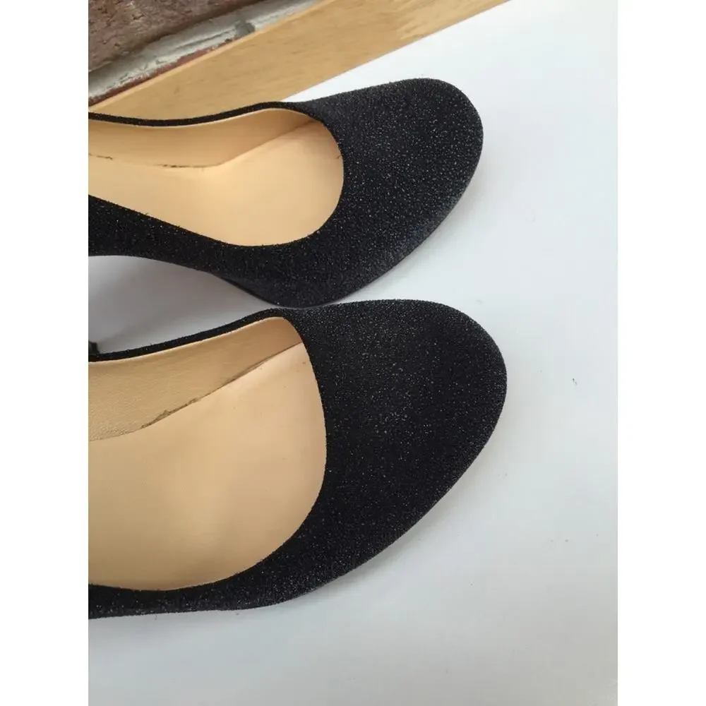 KATE SPADE Sparkly Black Dressy Evening Comfy Heels Pumps Classic 8 ITALY